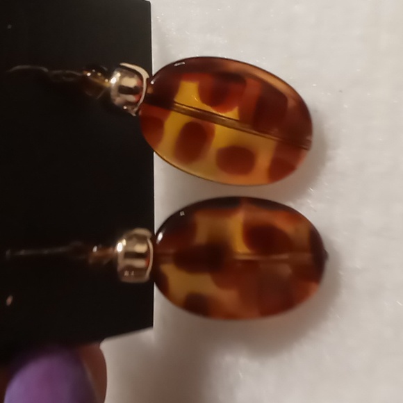 Birch hill designer drop / dangle tortoise shell earrings - Picture 2 of 5